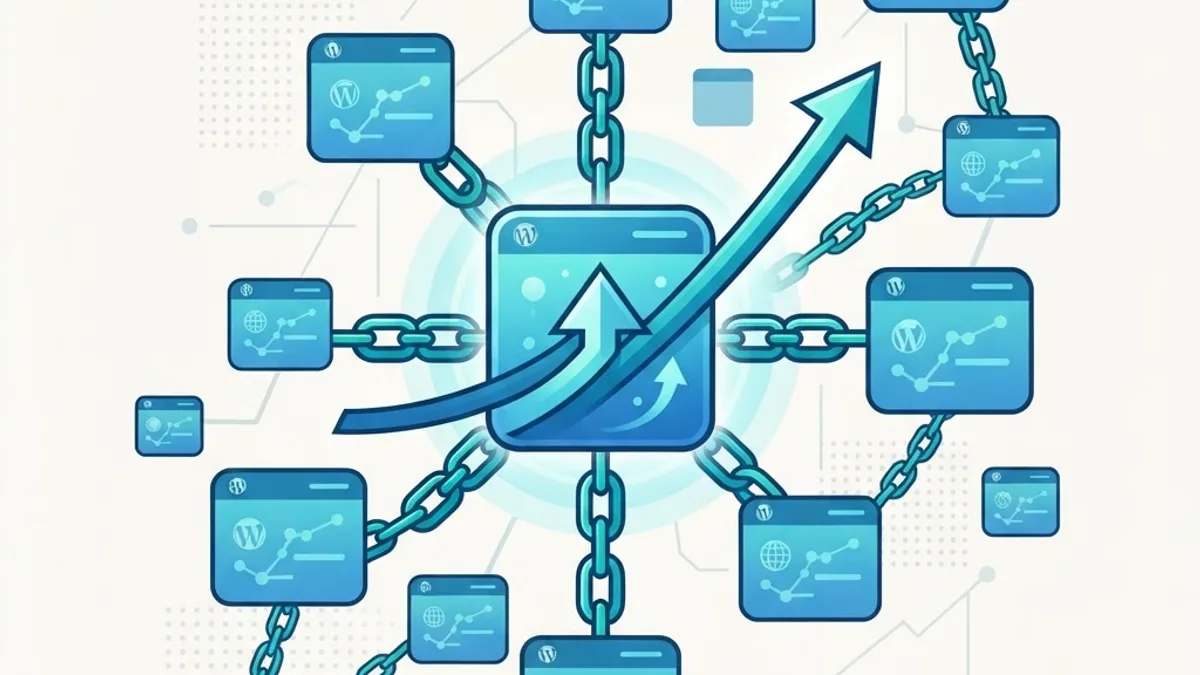 Link building and domain authority growth illustration