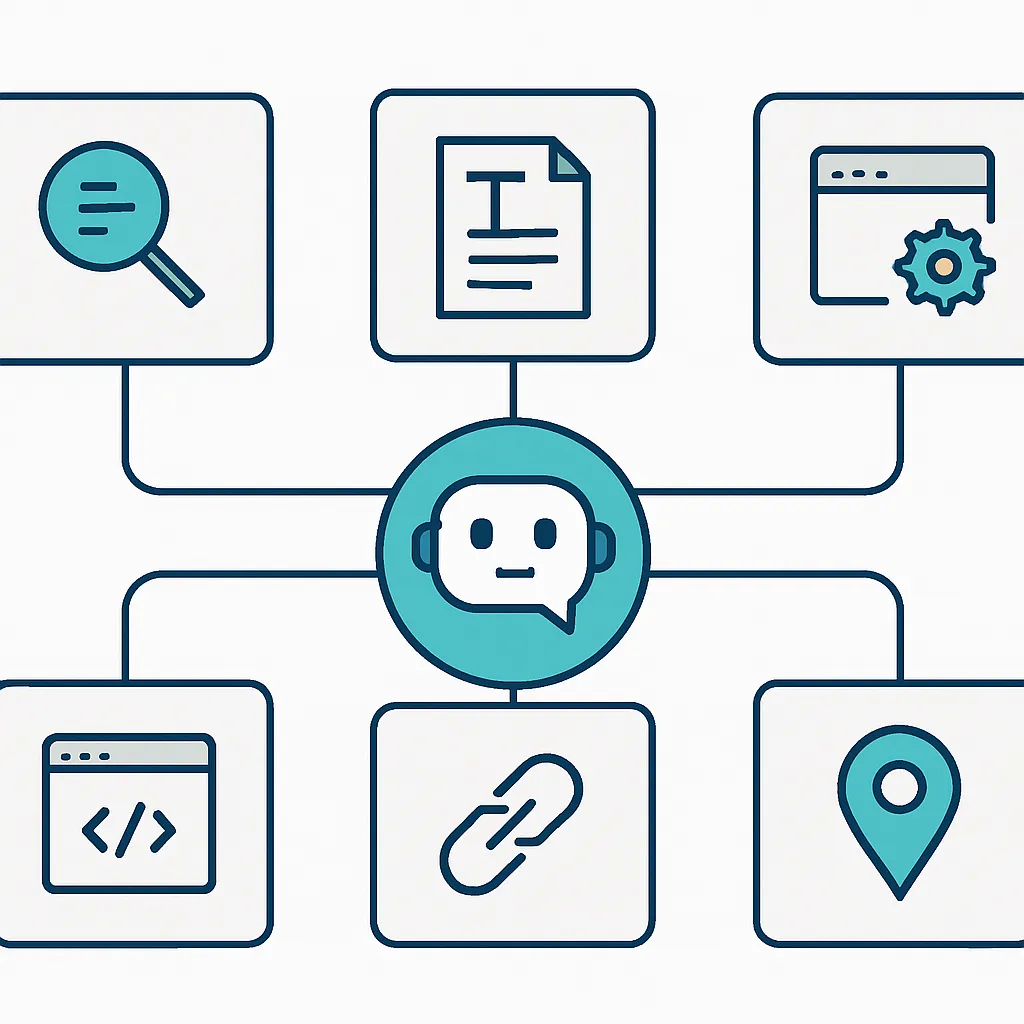 Overview of 50 smart SEO prompts for ChatGPT organized by category