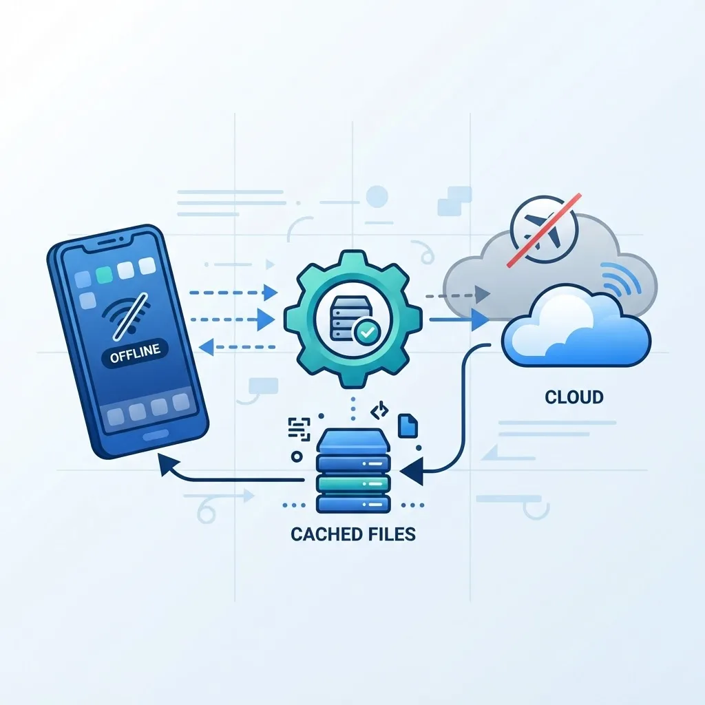 Service worker intercepting network requests to enable offline caching