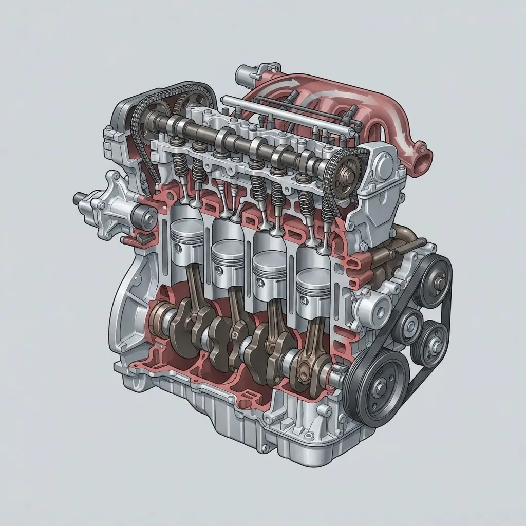Mazda Skyactiv engine cutaway showing pistons and cylinder head