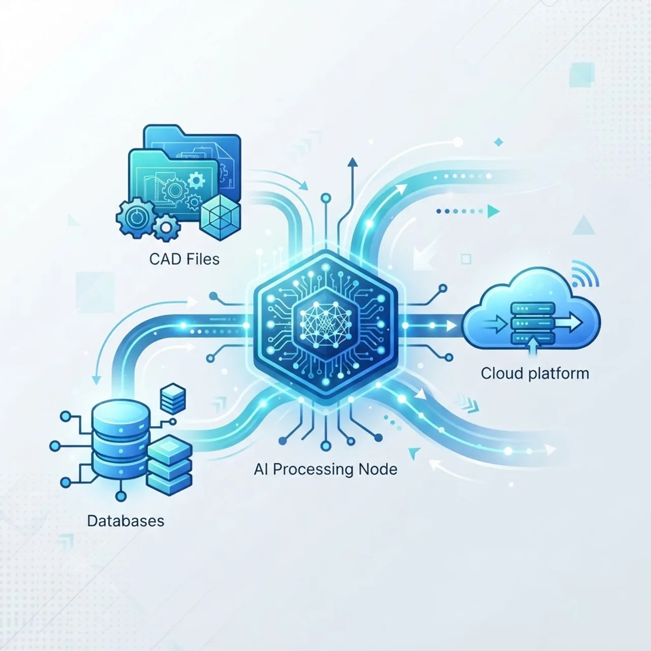 Engineering data integration with AI processing node