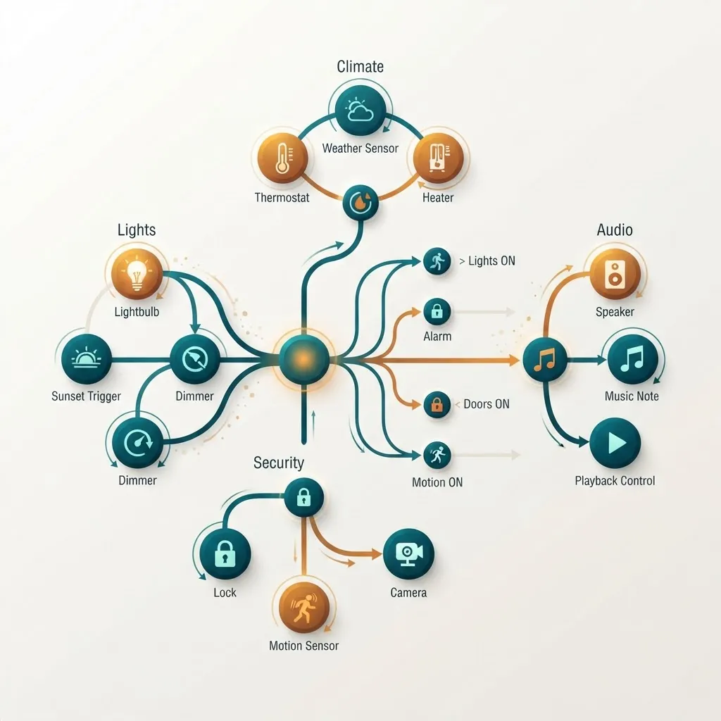Node graph diagram of smart home automation logic