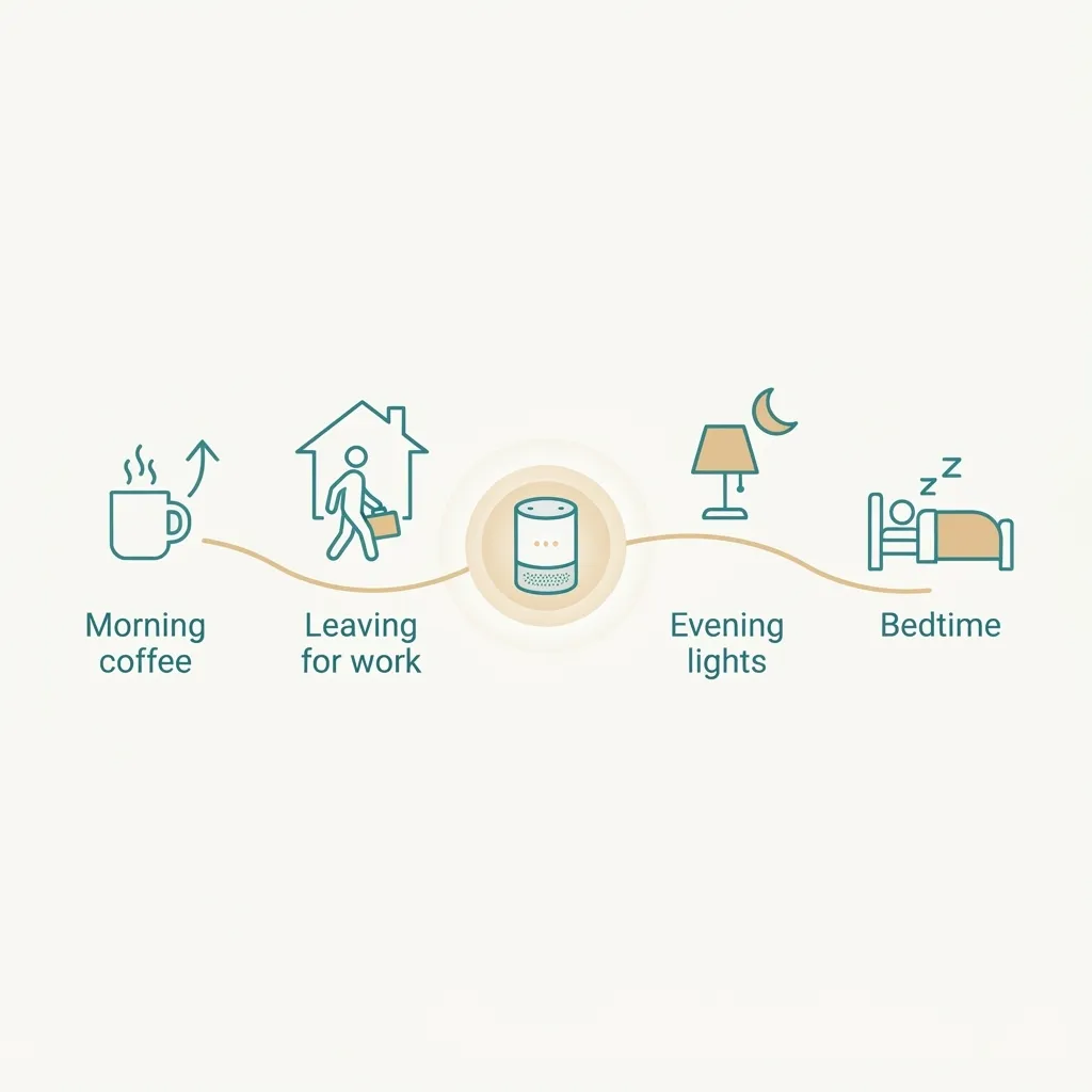 Timeline illustration of a daily household routine being learned