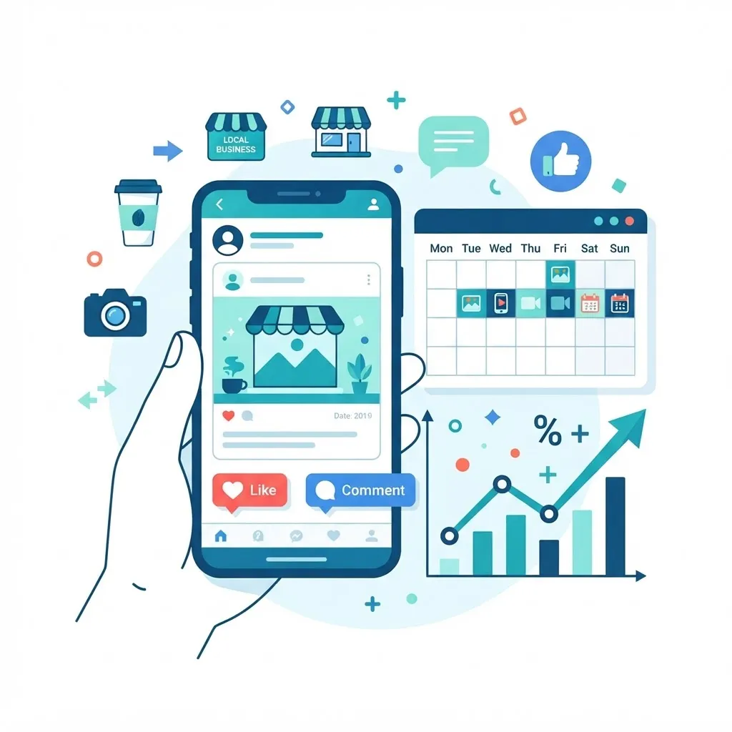 Social media management content calendar for a local business