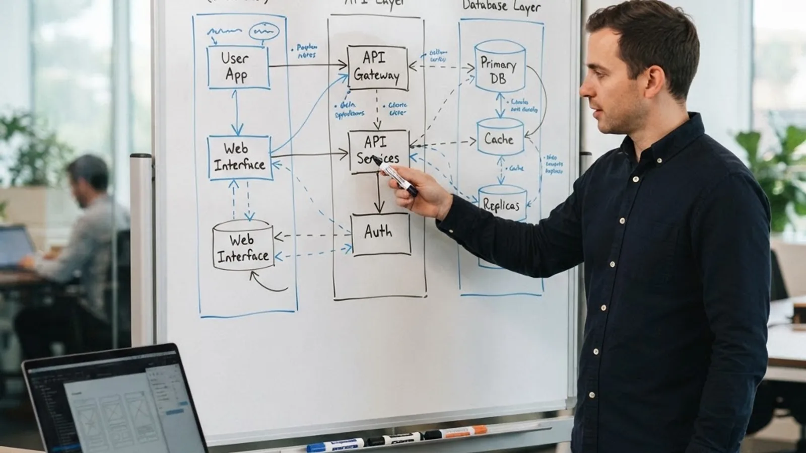 Software product tech stack and system architecture diagram