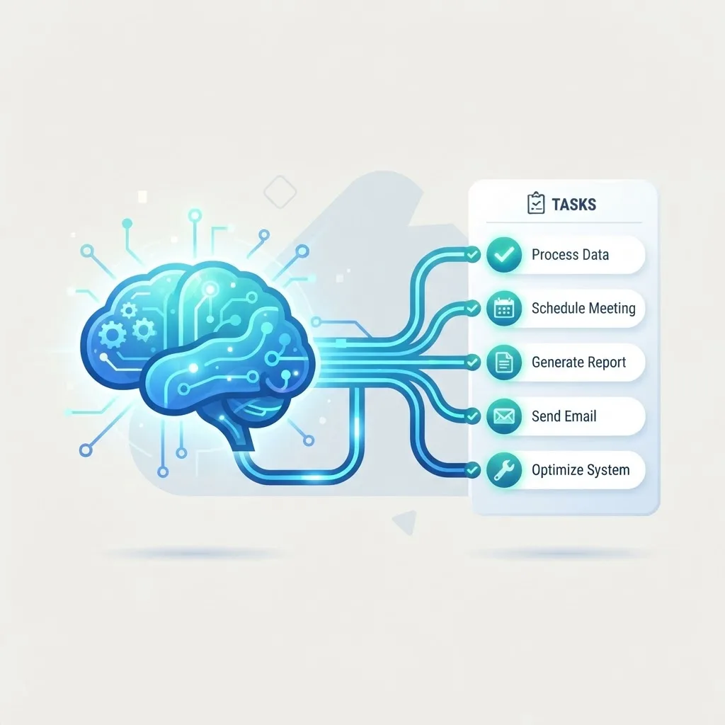 Illustration explaining obedient submissive AI following human commands