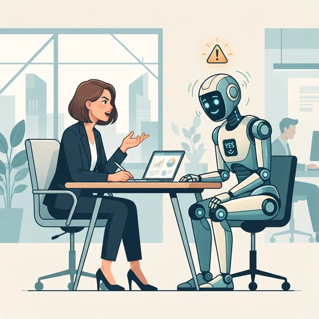 Conceptual illustration of AI sycophancy and agreement risk