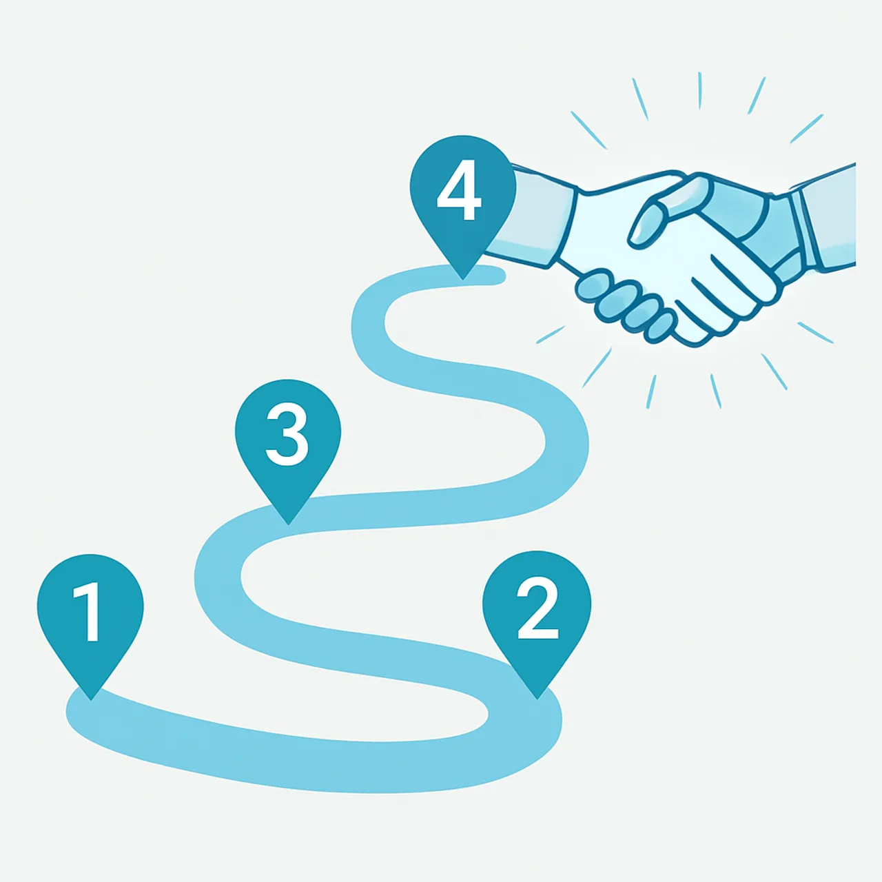 Step-by-step implementation path leading to a human-AI handshake