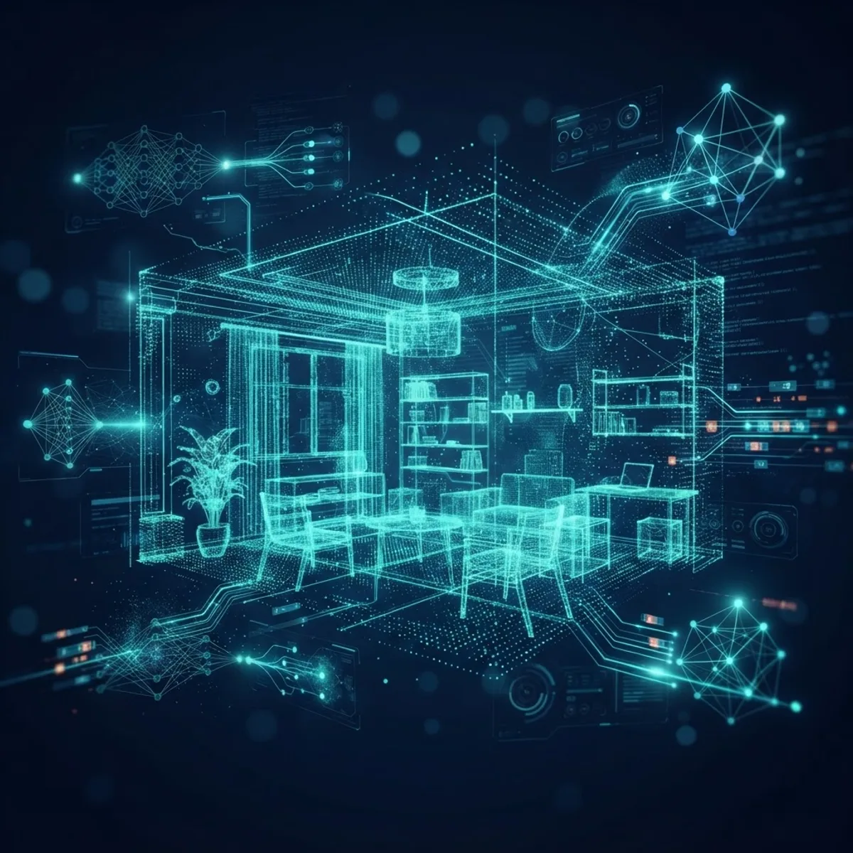 AI neural network processing a 3D point cloud for spatial perception