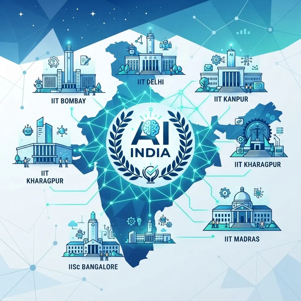 Top AI PhD institutes in India illustration