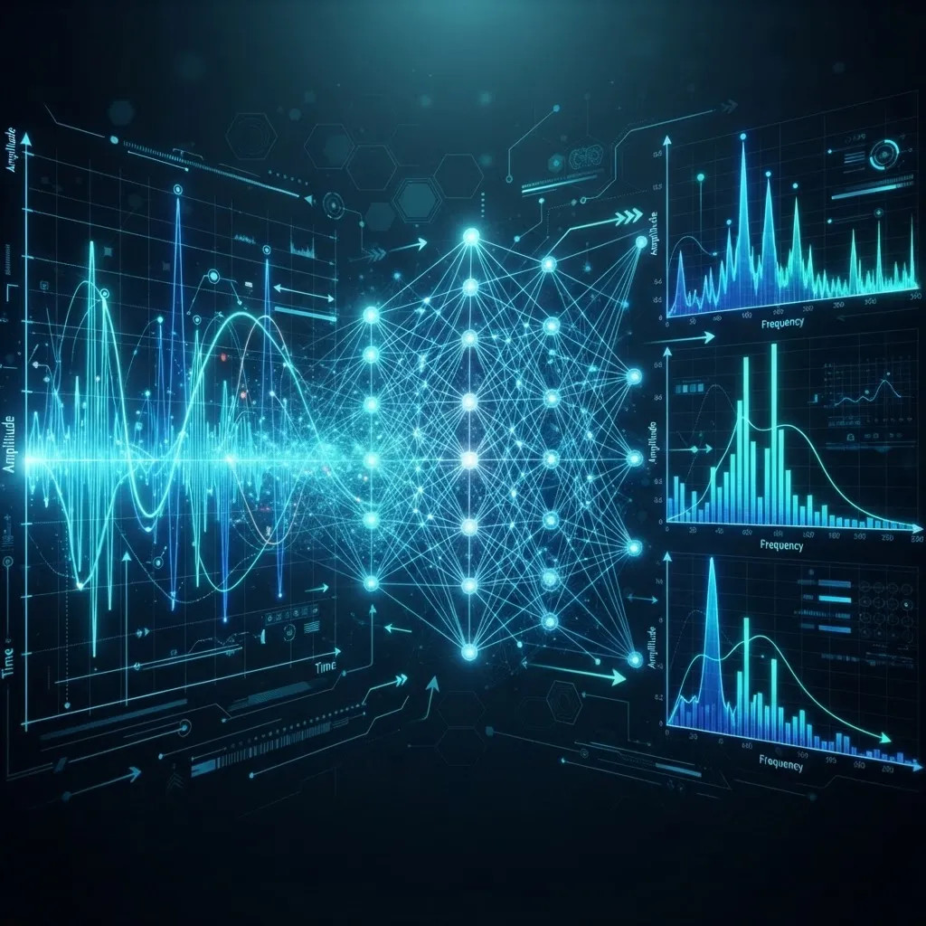 Vibration analysis waveforms processed by a machine learning model