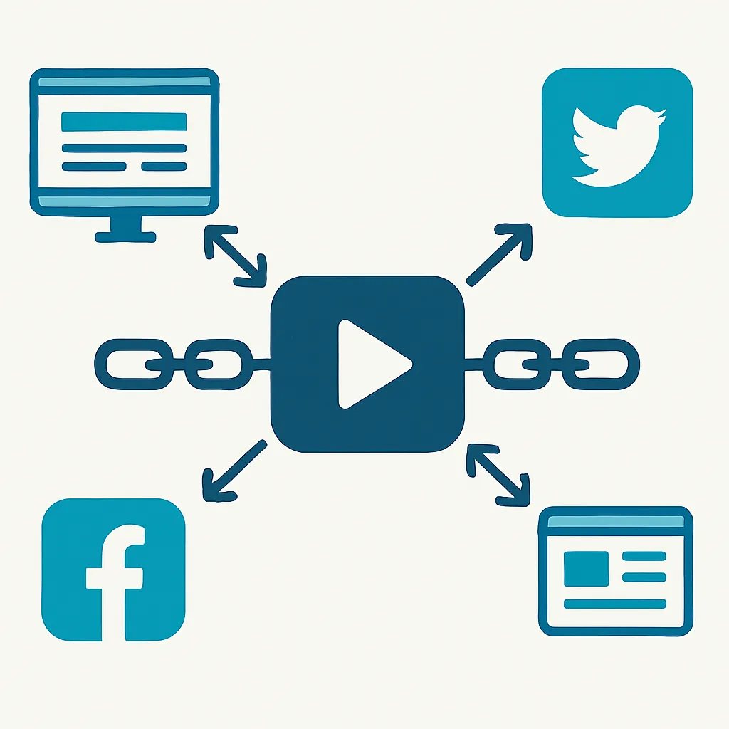Video marketing backlinks and social shares growth illustration