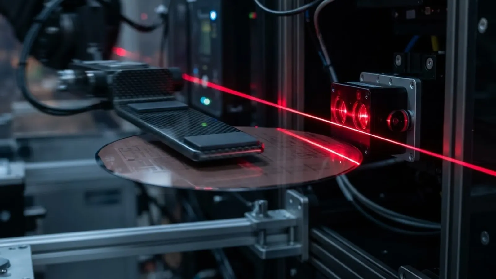 Laser mapping sensor verifying wafer presence and position on a robot paddle