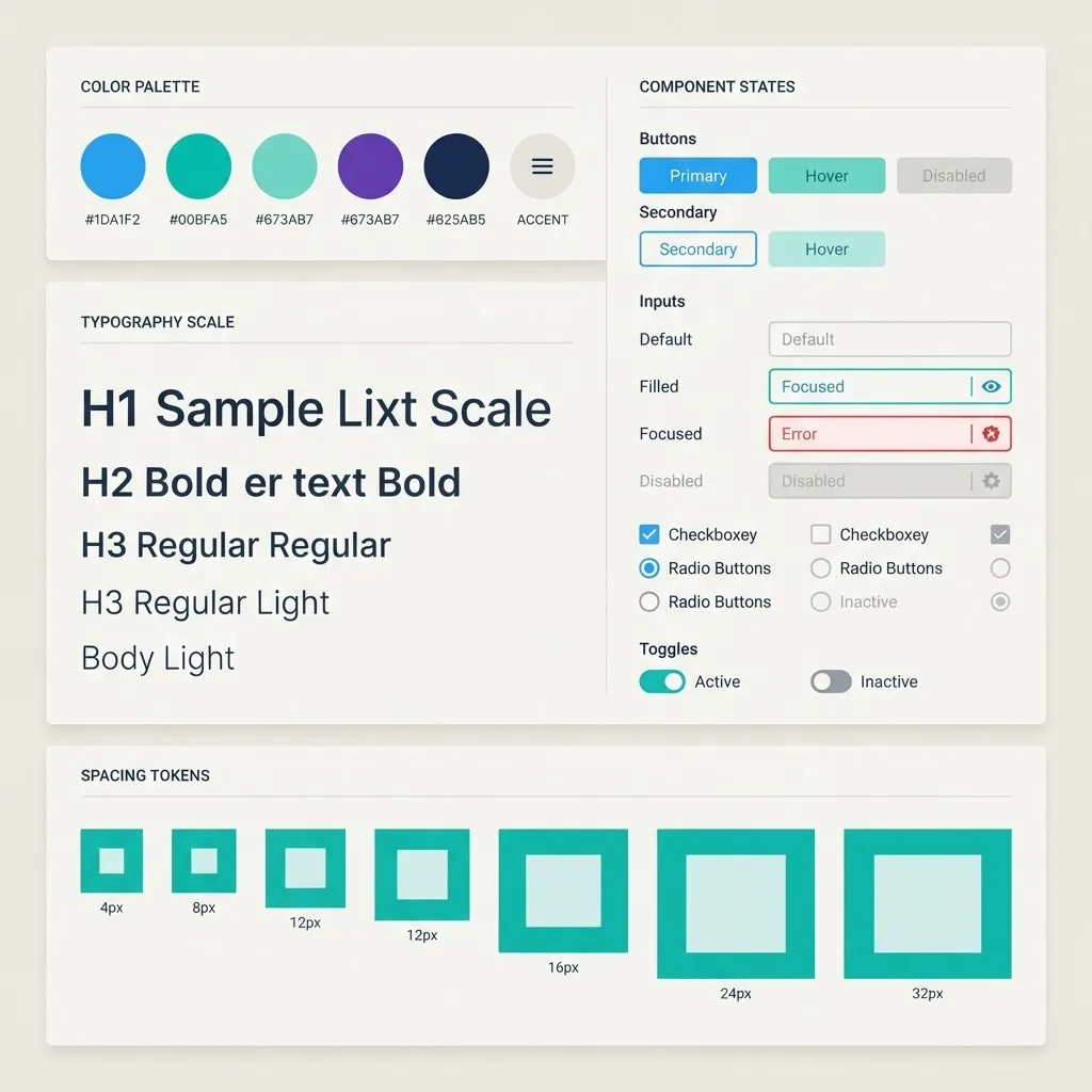 Design system color palette typography and component states