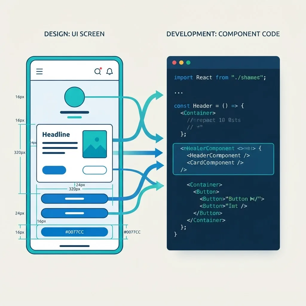 Design to development handoff with specs and code editor