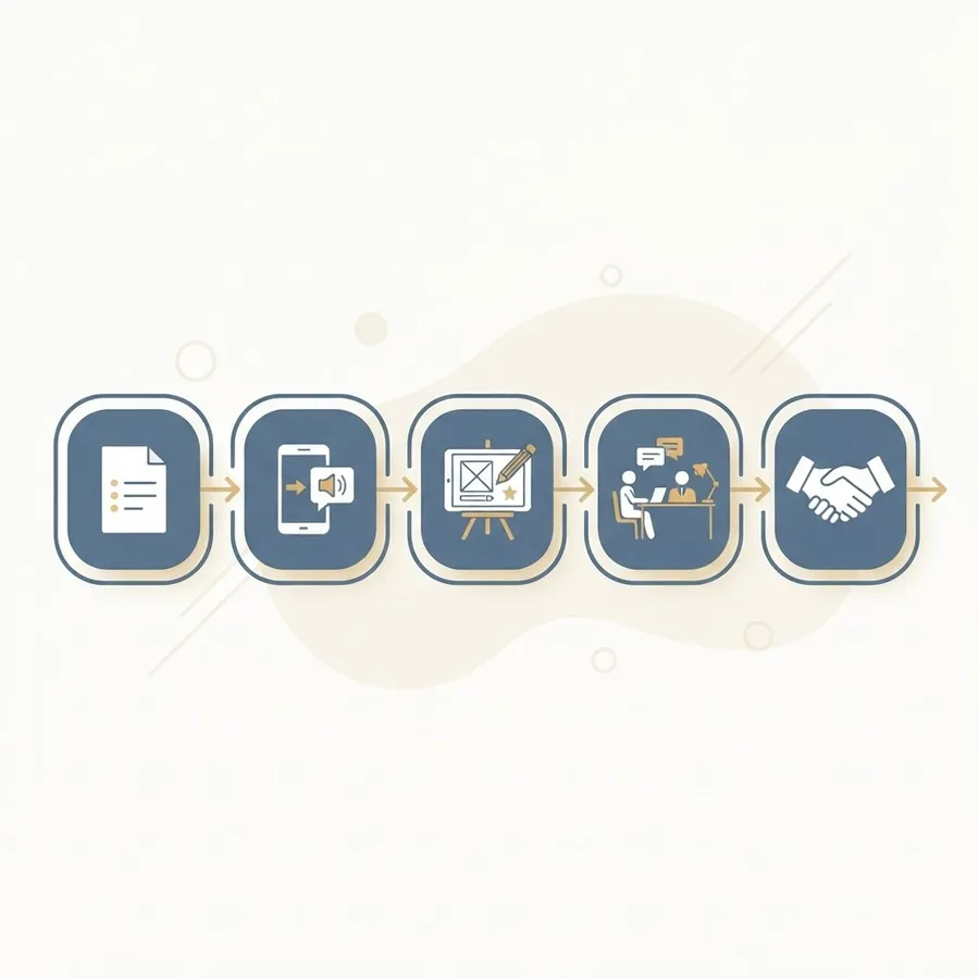 Five stage web designer hiring and interview workflow