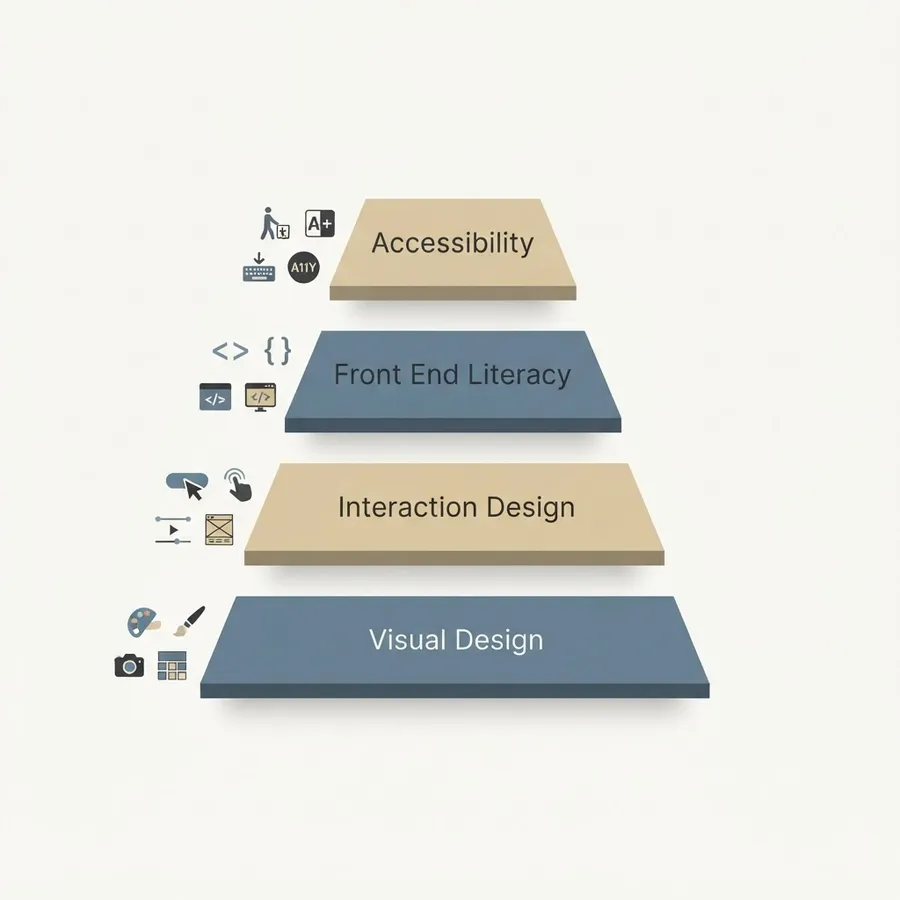 Layered skills stack for a modern web designer role