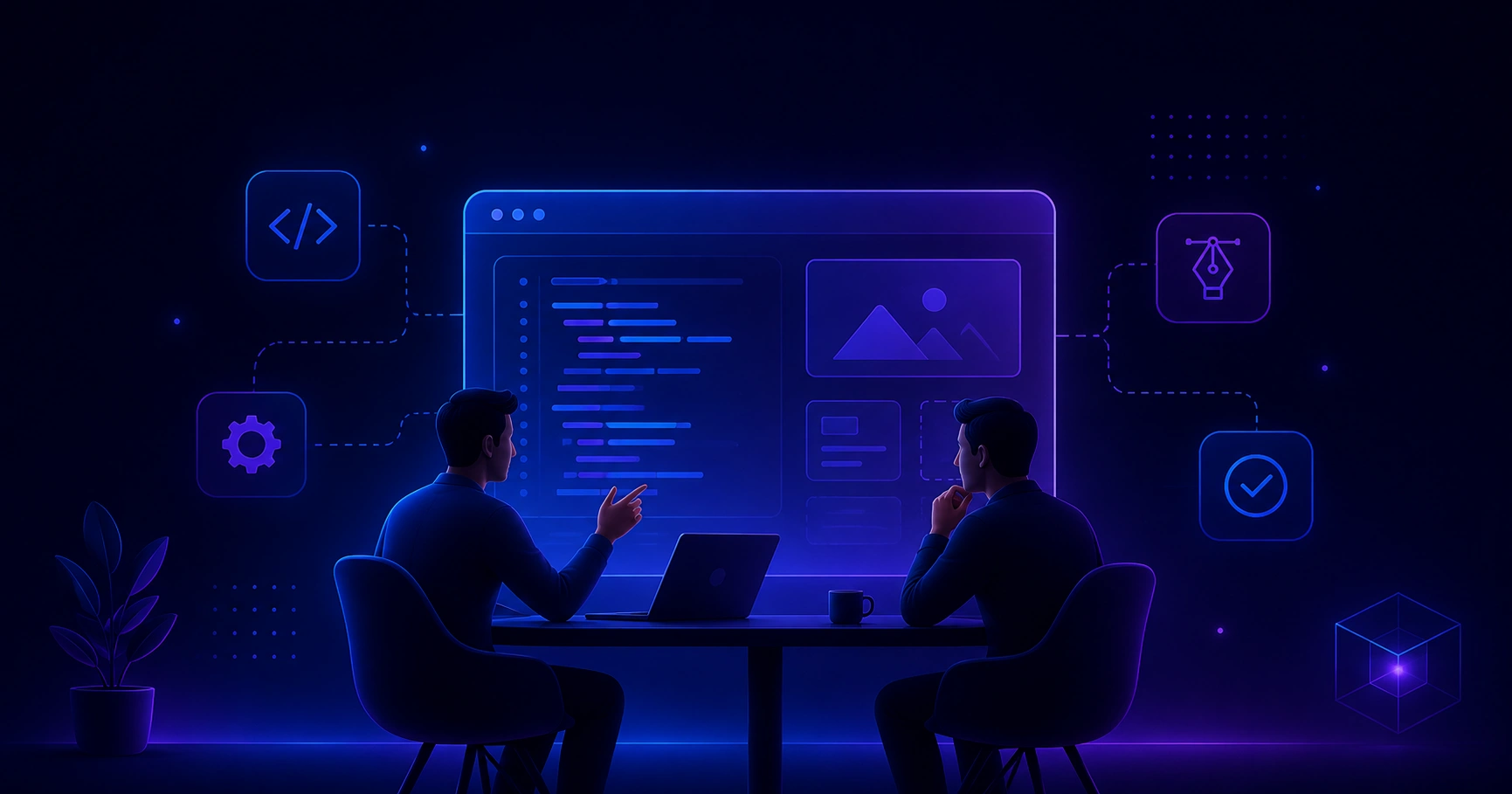 Web development consultation meeting between a consultant and a business client