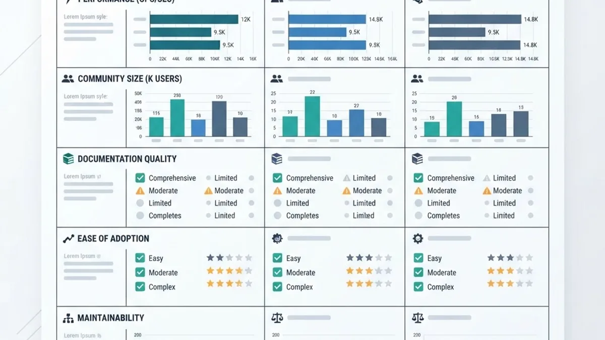 Web development framework comparison chart