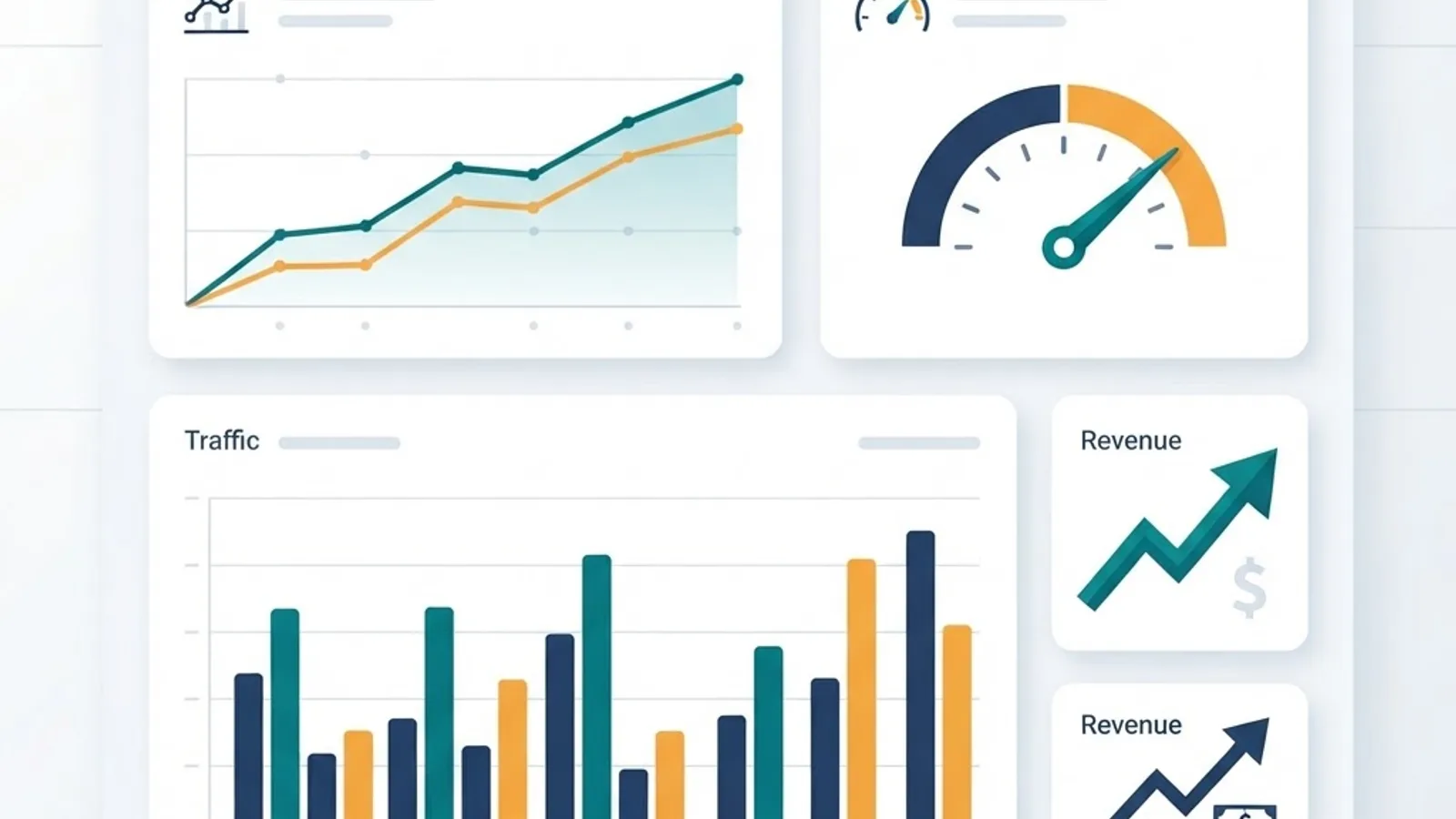 Website performance analytics dashboard showing conversion and speed metrics