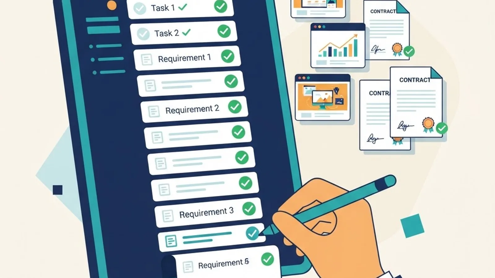 Website development partner vetting checklist on a tablet