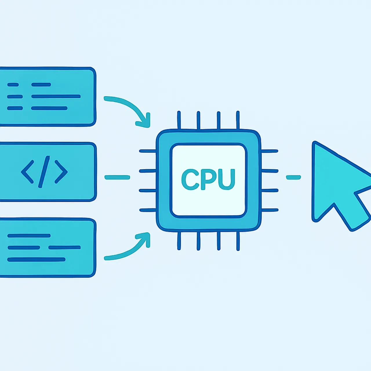 Diagram showing what a computer program is and how instructions reach the CPU