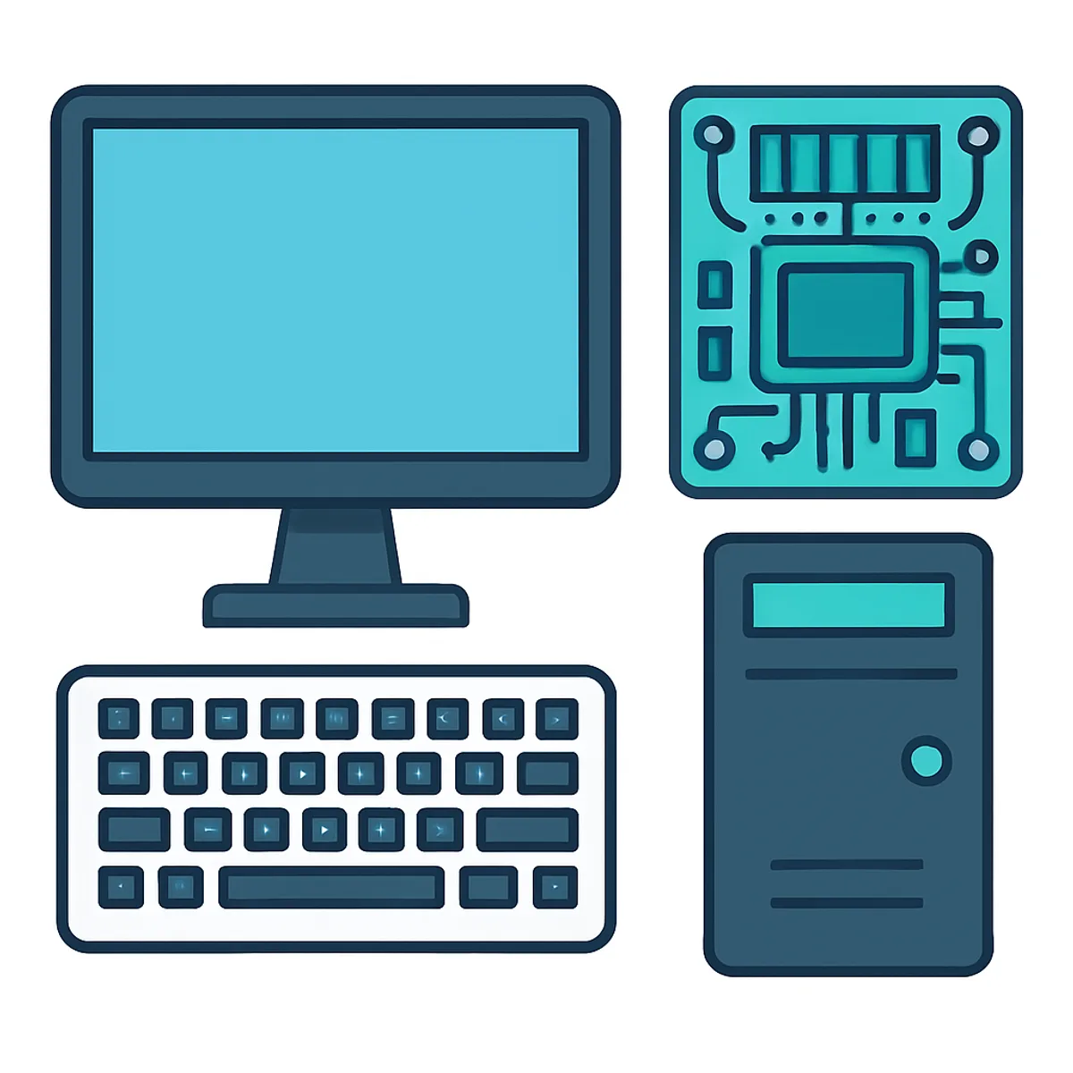 Modern desktop computer with monitor and internal components
