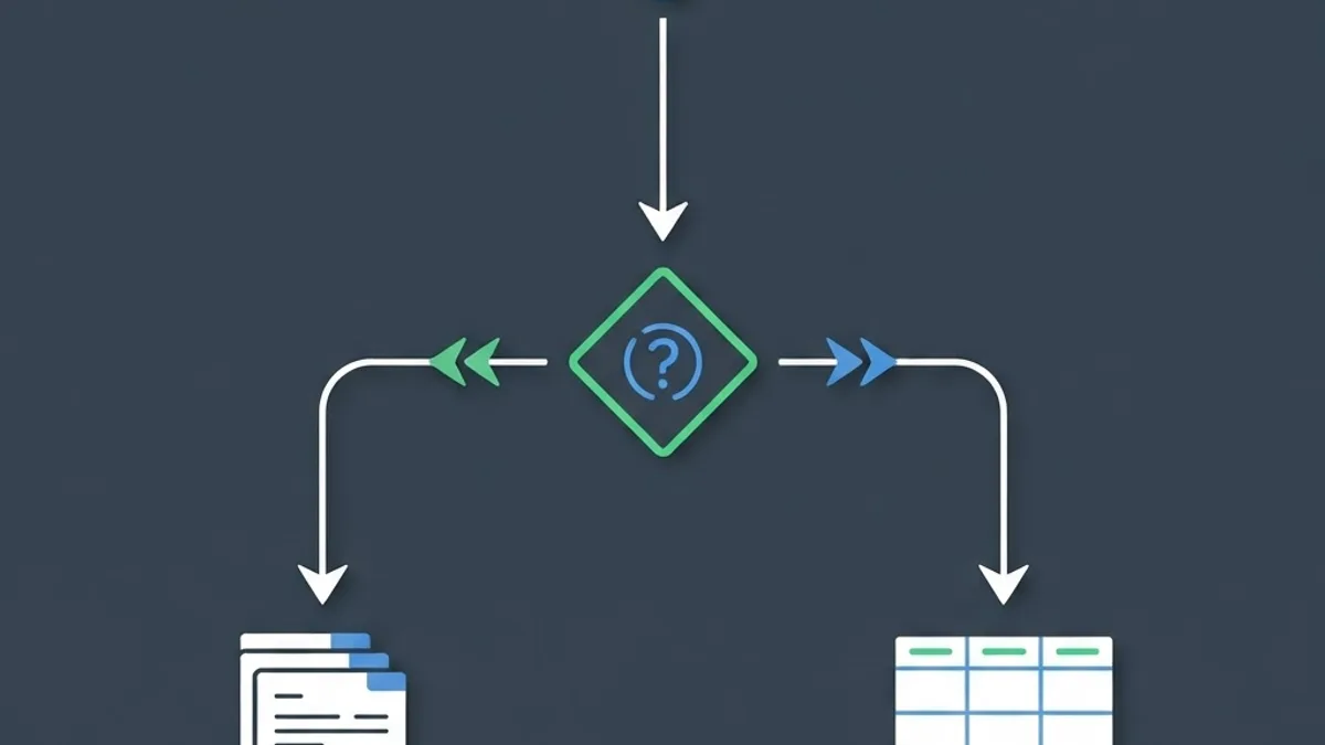 Decision flow illustration for choosing between MongoDB and a SQL database