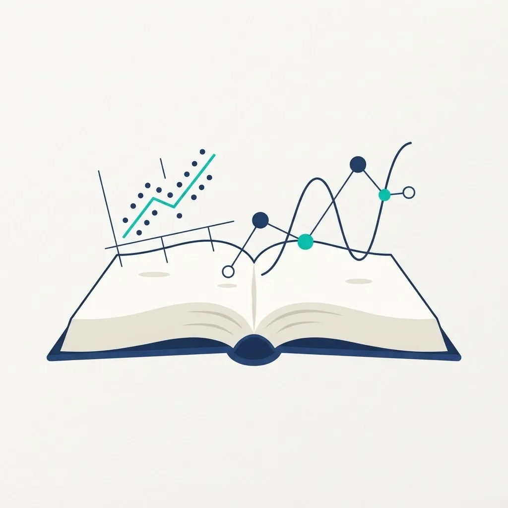 Illustration of an open science book with data diagrams rising from its pages